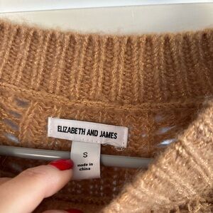 Elizabeth and James Camel and a shimmer of gold oversized crop Sweater